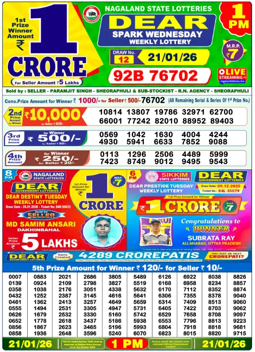 Lottery 1PM Result