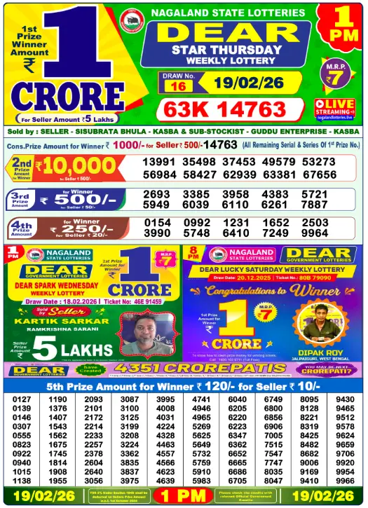 Lottery 1PM Result