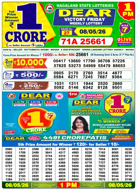 Lottery 1PM Result