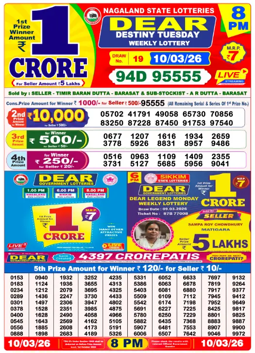 Lottery 8PM Result