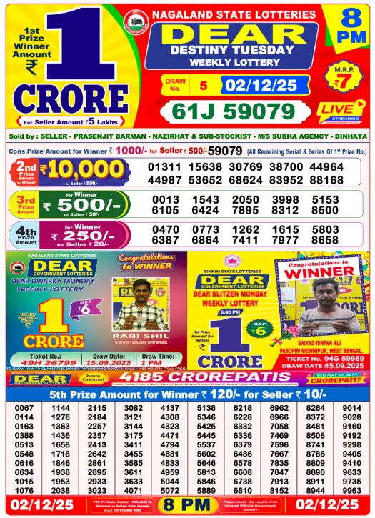 Lottery 8PM Result