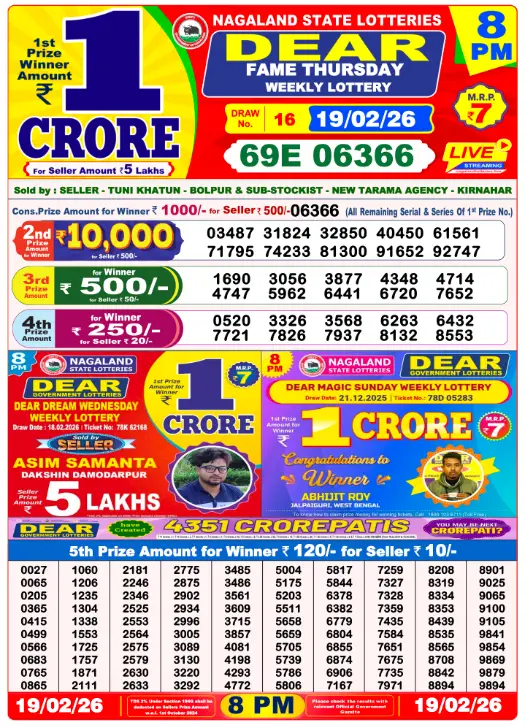 Lottery 8PM Result